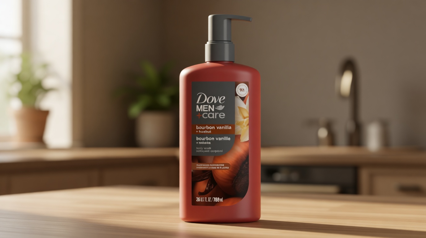 DOVE MEN Moisturizing Body Wash | #1 Dermatologist Body Wash for Men, Sulfate Free, Paraben Free, & Dye Free | Bourbon Vanilla + Hazelnut, 26oz