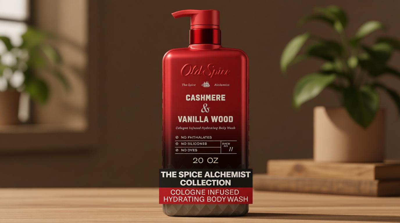 Old Spice Body Wash for Men, The Spice Alchemist Collection, 24/7 Cologne Infused Hydration, No Trade Off Formula, Free of Phthalates Silicones & Dyes, Cashmere + Vanilla Wood Scent, 20 oz