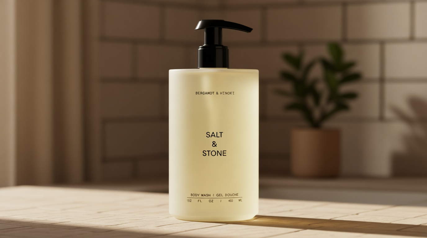 Salt & Stone Body Wash with Antioxidants for Deep Moisture | For Women & Men, Sulfate, Paraben, & Dye Free, Leaving Skin Soft and Hydrated | Bergamot & Hinoki 15.2 fl oz