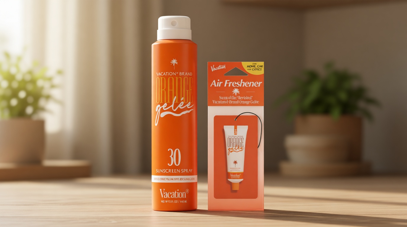 Vacation Orange Gelée SPF 30 Sunscreen Spray Oil & Air Freshener Bundle, Tanning Oil with SPF, Suntan Lotion Spray, Transparent on All Skin Tones, Dermatologist-Tested, Vegan, 5 Fl. Oz.