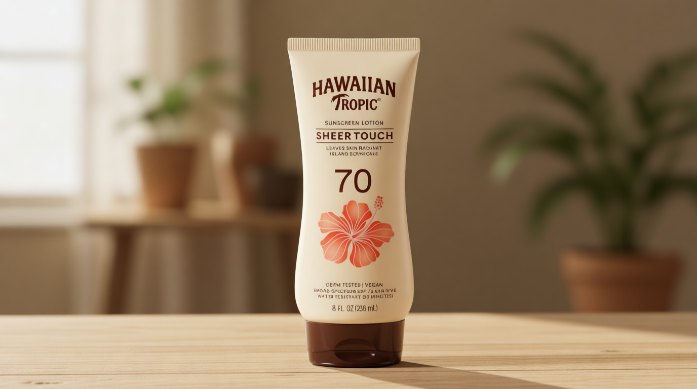 Hawaiian Tropic Sheer Touch Lotion Sunscreen, Moisturizing Broad-Spectrum Protection, SPF 30, Sun, Mango, 8 Oz
