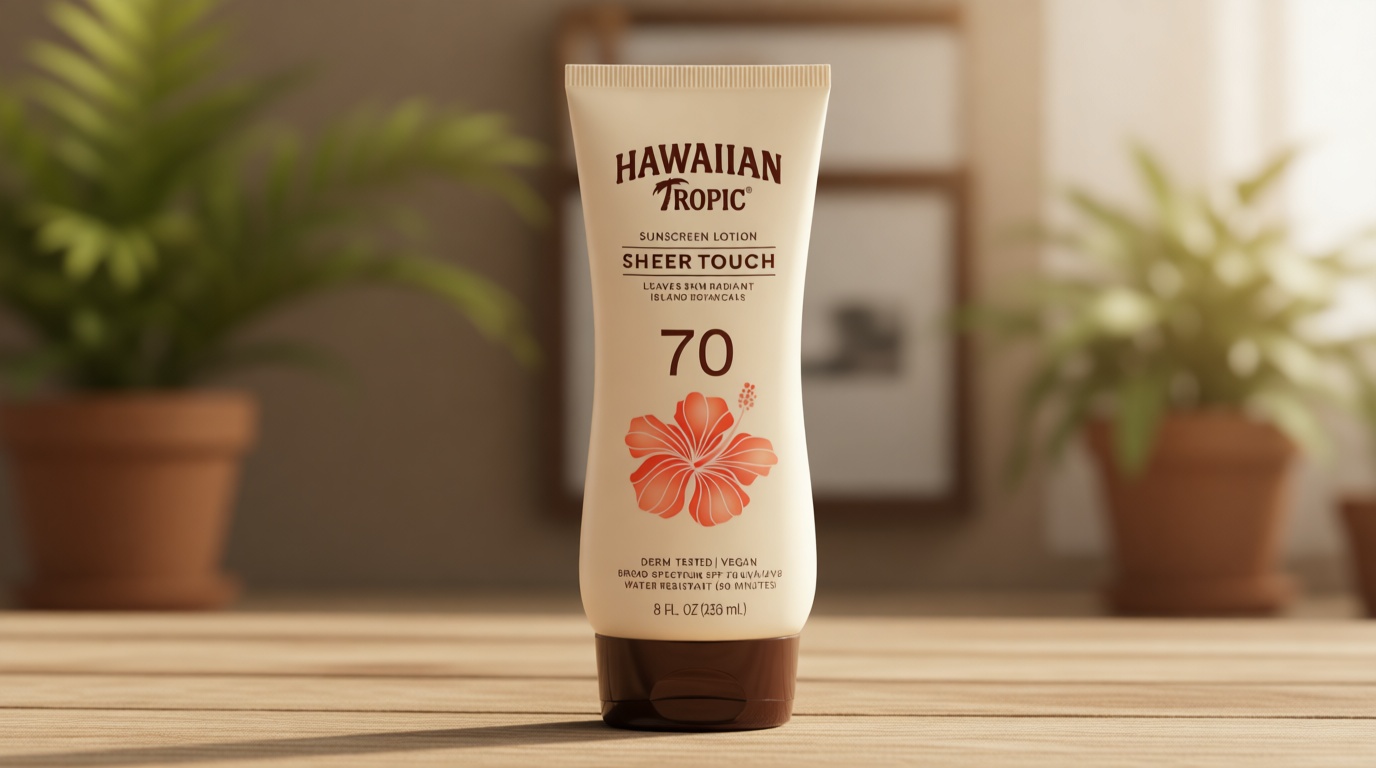 Hawaiian Tropic Sheer Touch Lotion Sunscreen SPF 70, 8 Fl Oz | Broad Spectrum, Oxybenzone Free, Sunblock Lotion, Hawaiian Tropic Sunscreen SPF 70, 8 Fl Oz