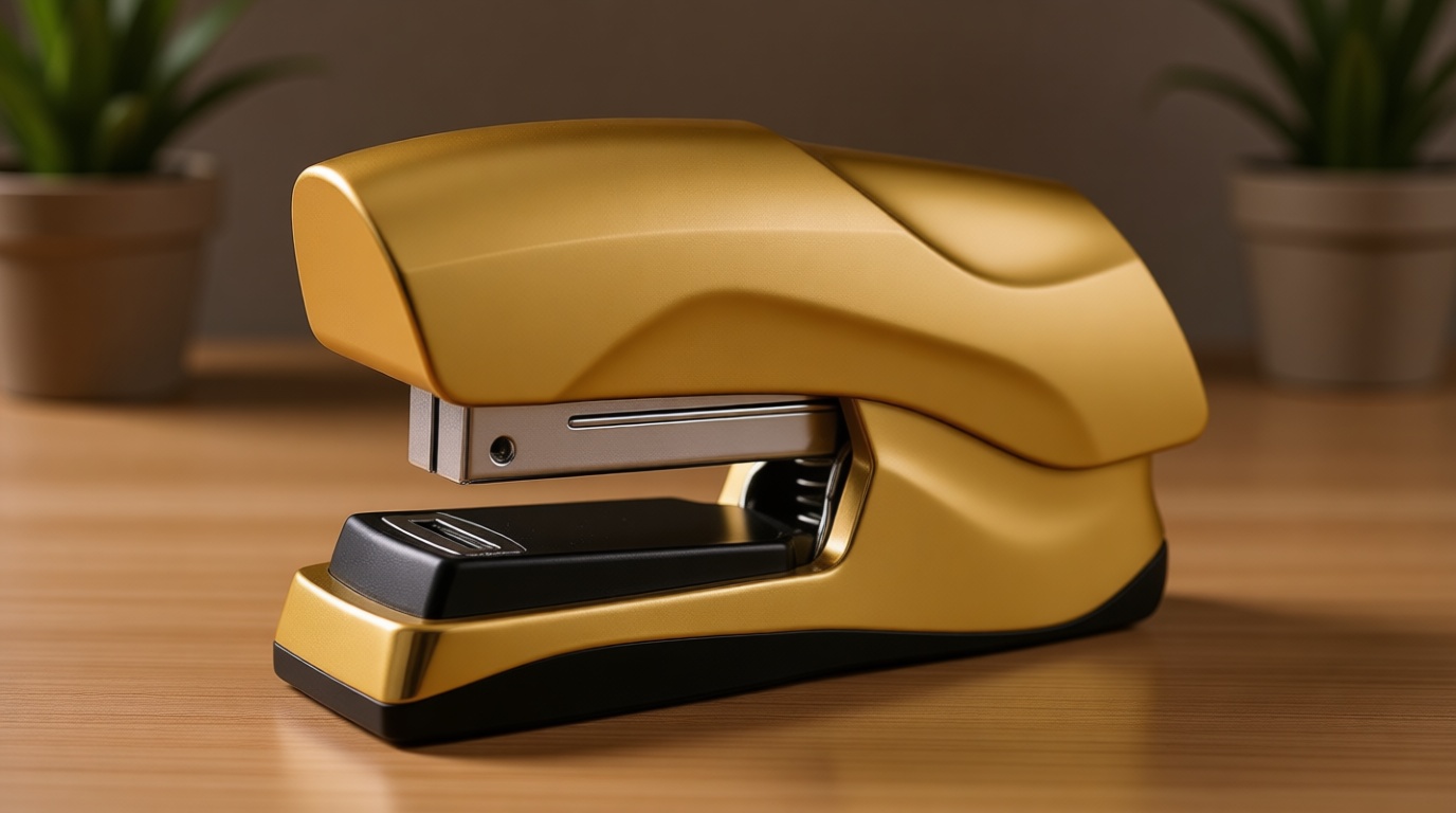 Bostitch Office Heavy Duty Stapler, 40 Sheet Capacity, No Jam, Half Strip, Fits into the Palm of Your Hand, For Classroom, Office or Desk, Gold Chrome
