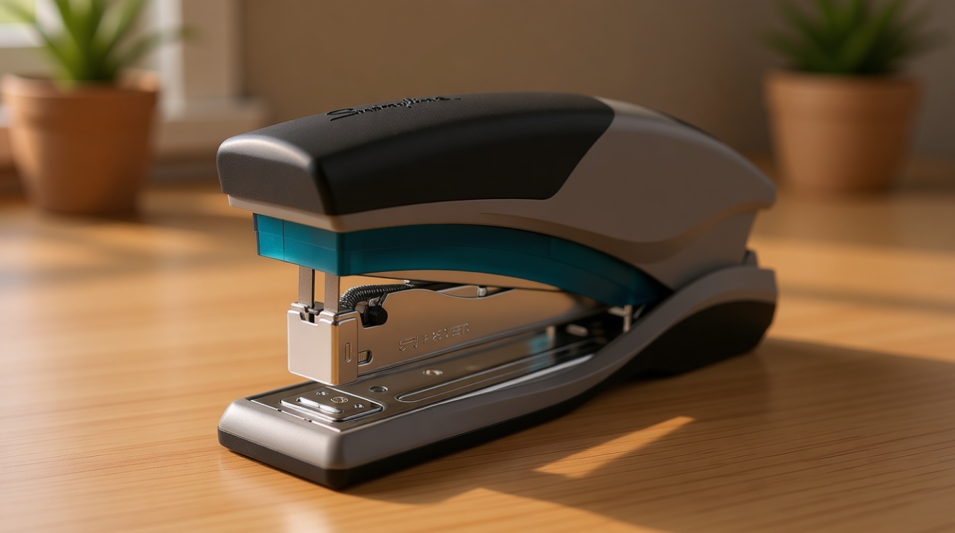 Swingline Stapler, 25 Sheet Capacity, Optima 25, Jam Free, Reduced Effort, Soft Grip, Blue and Gray (66404)