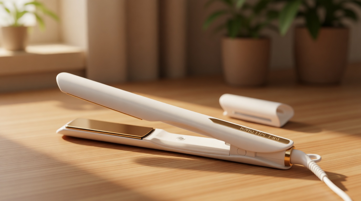 Kristin Ess 3-in-One Titanium Hair Straightener and Curler 2 in 1 Combo + Waver for Women - 1 1/4" - 440 Degrees - Professional Ionic Dual Voltage Flat Iron + Travel Cap - Frizzy, Curly + Thick Hair