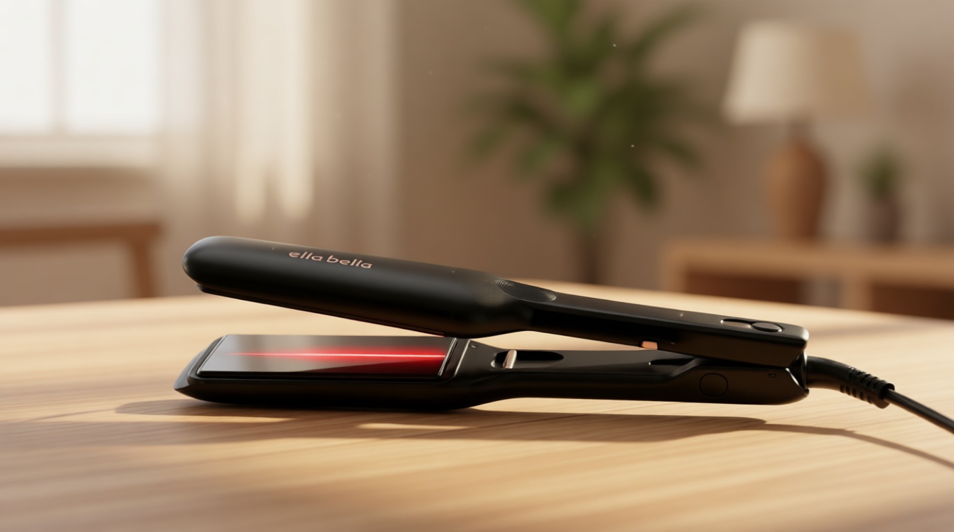 ELLA BELLA® Titanium Flat Iron Hair Straightener (with Infrared) • Professional Straightening Iron • Digital Display to Accurately Control Temperature • As Featured in Good Housekeeping