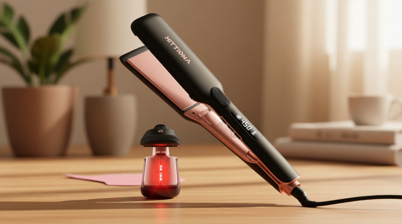 HITTIONA Flat Iron Hair Straightener – 1.75” Ceramic Infrared Ionic Flat Iron with 5s Fast Heat-Up, Vibration Technology, LCD Temp Control, Dual Voltage, Anti-Frizz Styling for All Hair Types