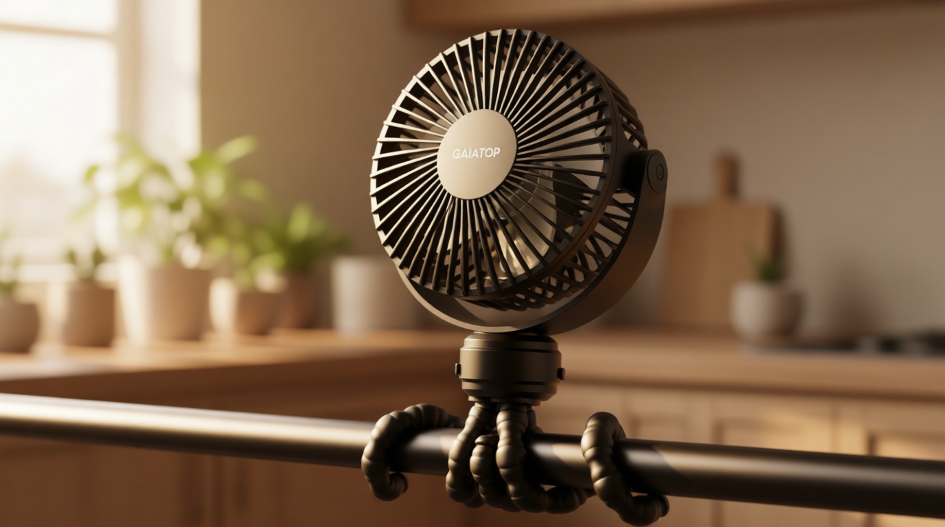 Gaiatop Mini Portable Stroller Fan, Battery Operated Small Clip on, Detachable 3 Speed Rechargeable, 360° Rotate Flexible Tripod Better Cooling for Car Seat Crib Treadmill Travel Black ClimatePartner certified