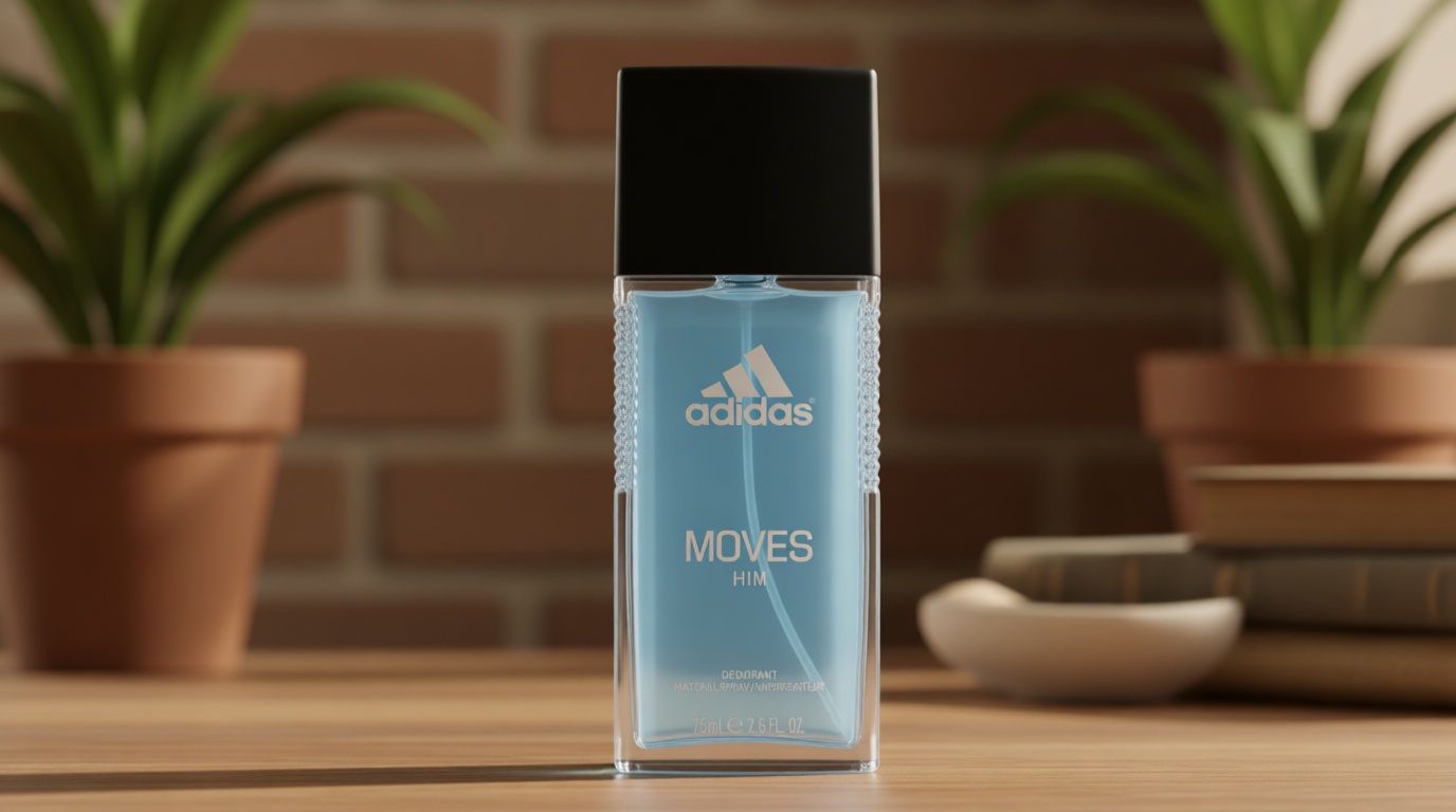 Adidas Moves Him Body Fragrance 2.5 fl oz (Pack of 1) , Notes of Green Apple, Cedarwood, Musk, Men's Fragrance, Long Lasting, Sporty Fragrance, Travel Size