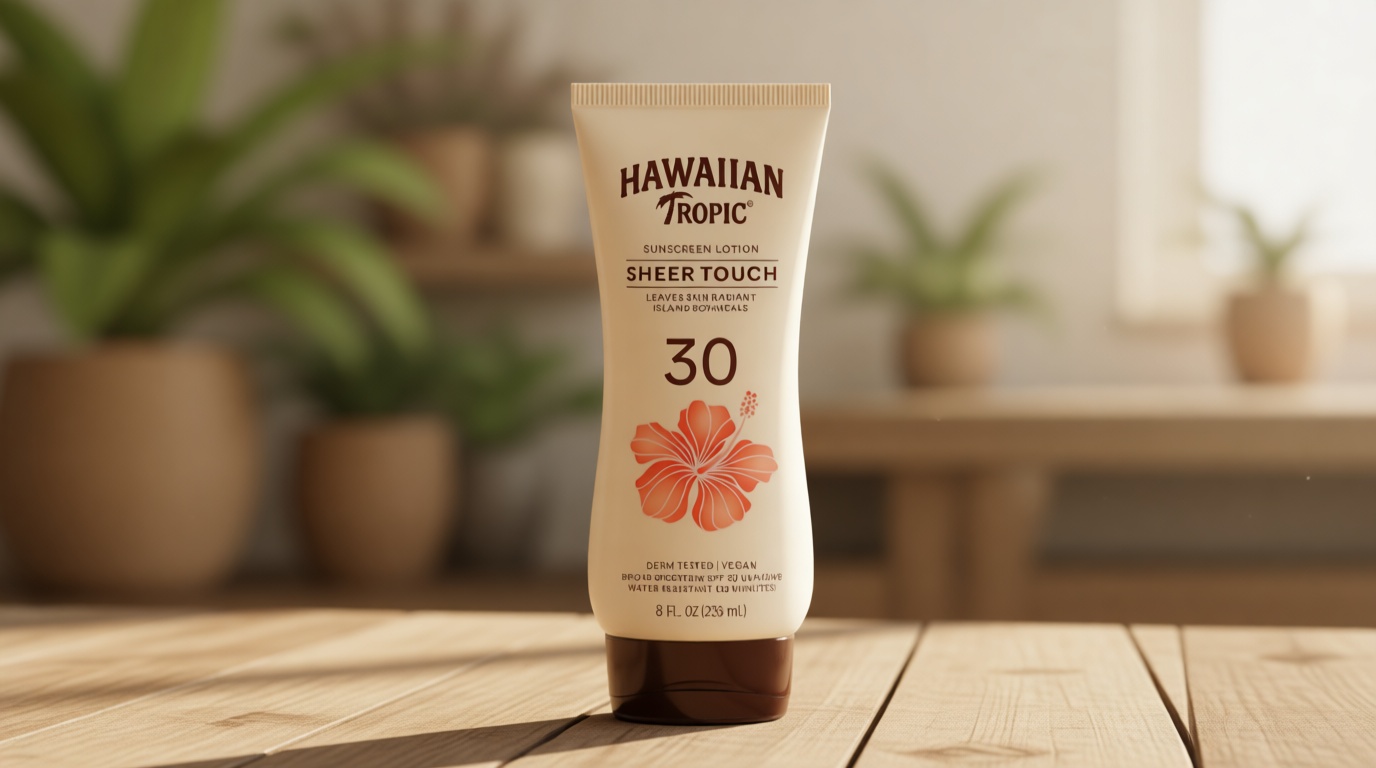 Hawaiian Tropic Sheer Touch Lotion Sunscreen, Moisturizing Broad-Spectrum Protection, SPF 30, Sun, Mango, 8 Oz