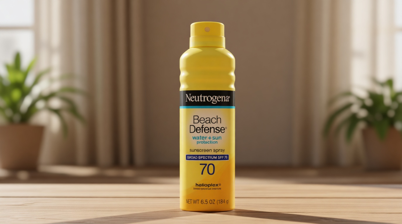 Neutrogena Beach Defense SPF 70 Sunscreen Spray, Broad Spectrum, Lightweight & Fast Absorbing, Oxybenzone & Octinoxate Free, Hawaii Act 104 Compliant Face & Body Sunscreen, 6.5 oz