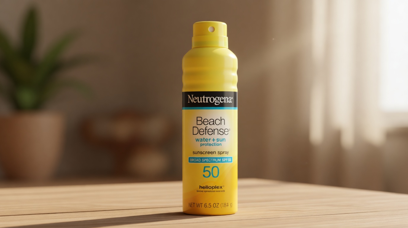 Neutrogena Beach Defense Sunscreen Spray SPF 50, Hawaii Reef Act 104 Compliant, Octinoxate & Oxybenzone Free, Broad Spectrum, Fast Absorbing & Lightweight, Face and Body Sunscreen, 6.5 Oz