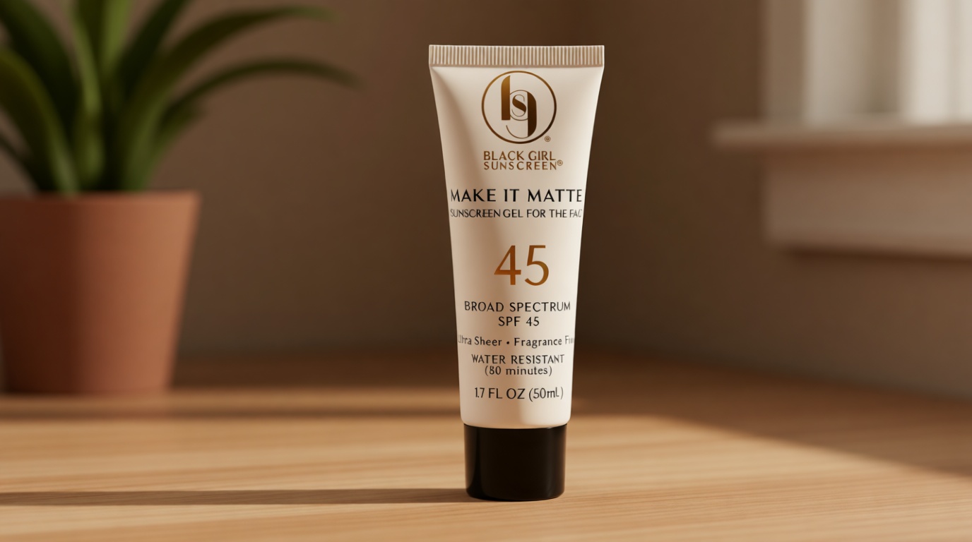 Black Girl Sunscreen Make it Matte SPF 45 Gel Sunscreen for Face - SPF 45, Sun Protection & Skin Care, Travel Size, Water Resistant, Wear Under Makeup, No White Cast for Melanin Rich Skin - 1.7 fl oz