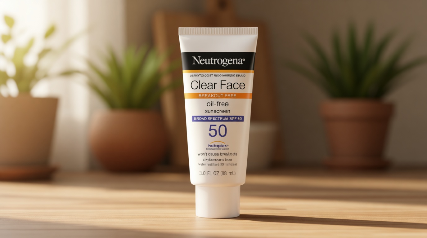 Neutrogena Clear Face Sunscreen Lotion for Acne-Prone Skin, Broad Spectrum SPF 50, Sunscreen for Face & Oily Skin, Oil-,Fragrance- & Oxybenzone-Free, Water Resistant, Matte, Unscented, 3 Fl Oz
