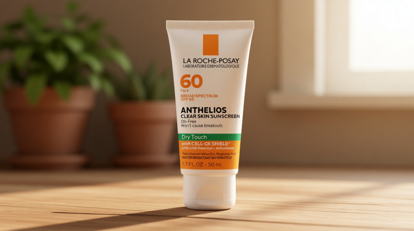 La Roche-Posay Anthelios Clear Skin Sunscreen Dry Touch SPF 60, Oil Free Sunscreen For Face, Oil Absorbing, Broad Spectrum SPF + Antioxidants, Non-Greasy, Oxybenzone Free, Travel Size
