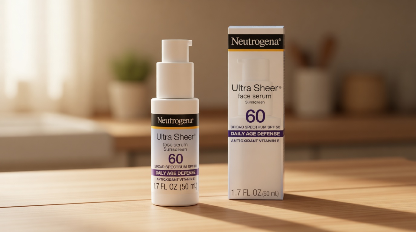Neutrogena Ultra Sheer Face Sunscreen with Vitamin E & SPF 60, Sunscreen for Face with Broad Spectrum UVA/UVB Protection, Fragrance-Free, Oxybenzone-Free, Water-Resistant (80 minutes), 1.7 Fl Oz
