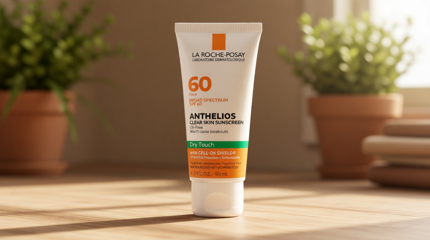 La Roche-Posay Anthelios Clear Skin Sunscreen Dry Touch SPF 60, Oil Free Sunscreen For Face, Oil Absorbing, Broad Spectrum SPF + Antioxidants, Non-Greasy, Oxybenzone Free, Travel Size