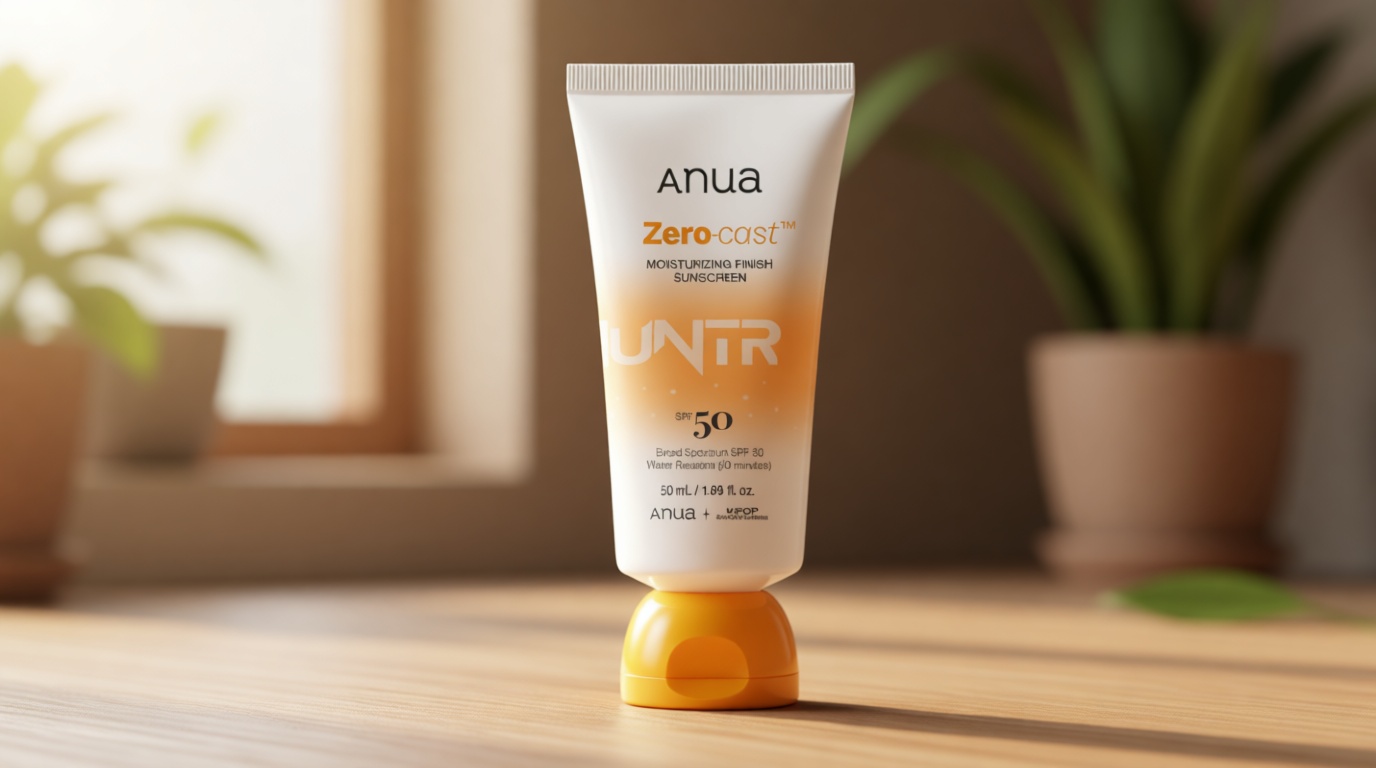 Anua, Zero-Cast Moisturizing Sunscreen SPF 50, Glow Natural Sunscreen for face, No White Cast, Hyaluronic Acid, Niacinamide, Oil-Free, KPop Demon Hunters, Korean Skincare, 1.69 fl oz