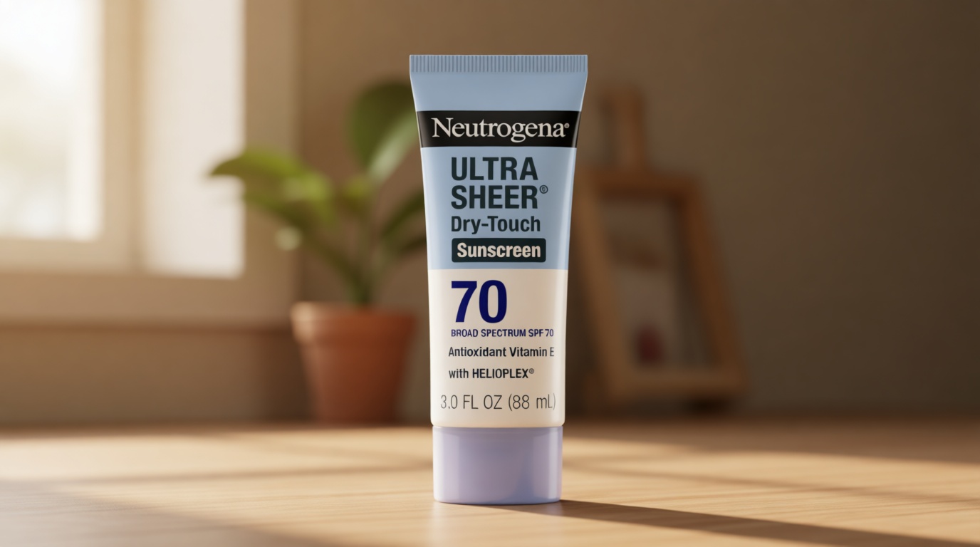 Neutrogena Ultra Sheer Dry-Touch Sunscreen Lotion SPF 70, Broad Spectrum, Water Resistant 80 Min, Oil-Free, Oxybenzone-Free, Non-Comedogenic, Matte Finish, Body Sunscreen, Travel Size 3 Fl Oz