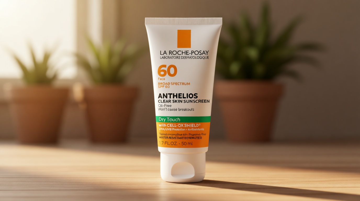 La Roche-Posay Anthelios Clear Skin Sunscreen Dry Touch SPF 60, Oil Free Sunscreen For Face, Oil Absorbing, Broad Spectrum SPF + Antioxidants, Non-Greasy, Oxybenzone Free, Travel Size