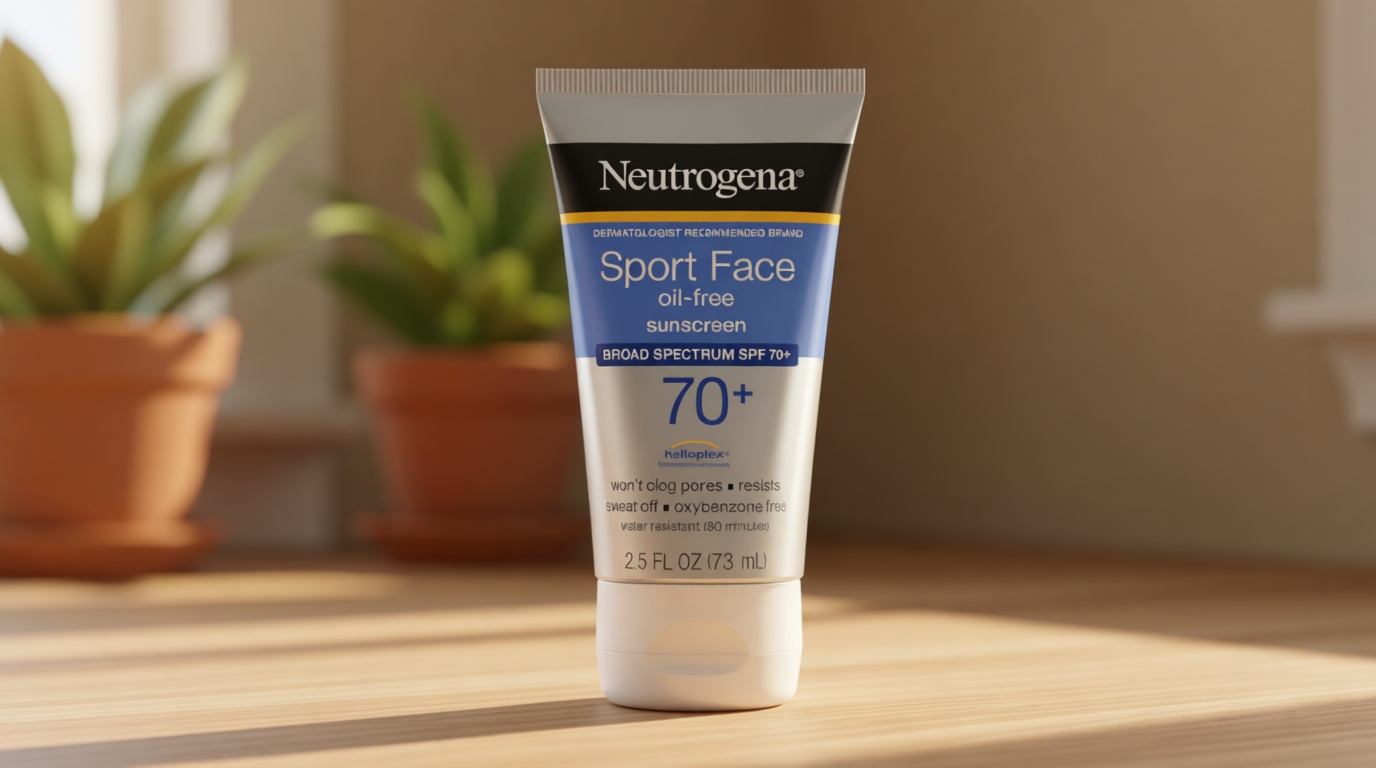 Neutrogena Sport Face Sunscreen SPF 70+, Oil-Free, 2.5 fl oz, Sweat & Water-Resistant, Broad-Spectrum UVA/UVB, Nourish & Restore Skin Balance, Oxybenzone Free Sunscreen For Face