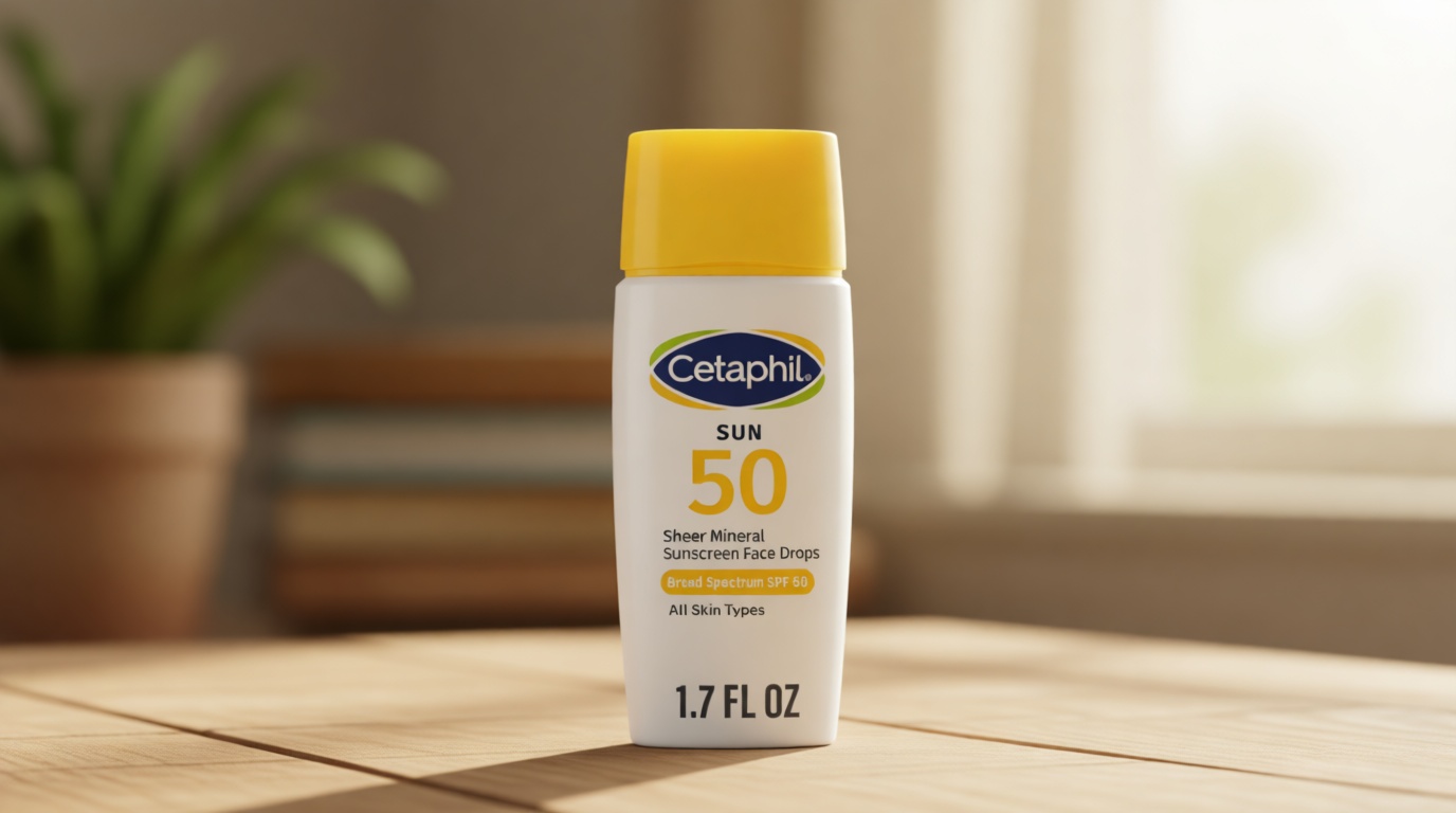 Cetaphil Sheer Mineral Liquid Sunscreen for Face, 100% Mineral UVA/UVB Filters, Zinc Oxide Broad Spectrum SPF 50 Formulated for Sensitive Skin, Unscented, 1.7 Fl Oz