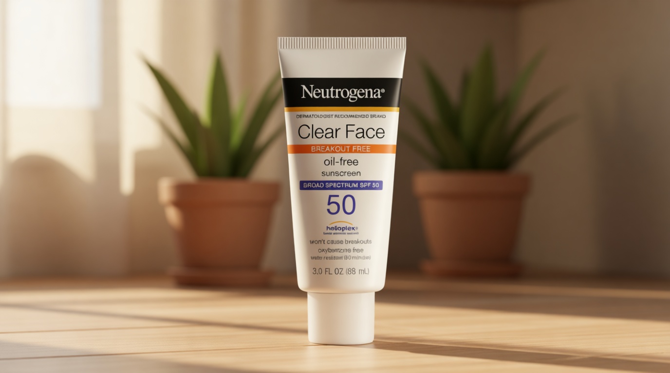 Neutrogena Clear Face Sunscreen Lotion for Acne-Prone Skin, Broad Spectrum SPF 50, Sunscreen for Face & Oily Skin, Oil-,Fragrance- & Oxybenzone-Free, Water Resistant, Matte, Unscented, 3 Fl Oz