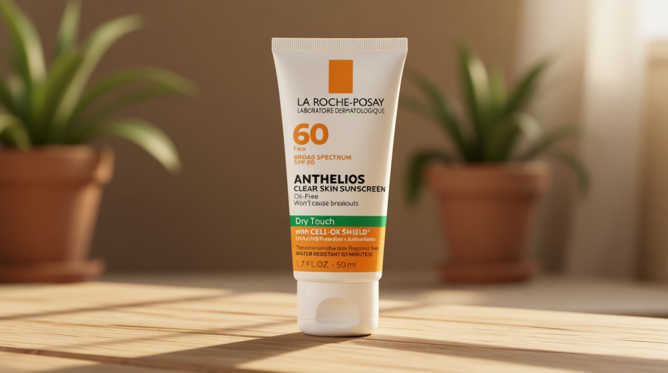 La Roche-Posay Anthelios Clear Skin Sunscreen Dry Touch SPF 60, Oil Free Sunscreen For Face, Oil Absorbing, Broad Spectrum SPF + Antioxidants, Non-Greasy, Oxybenzone Free, Travel Size