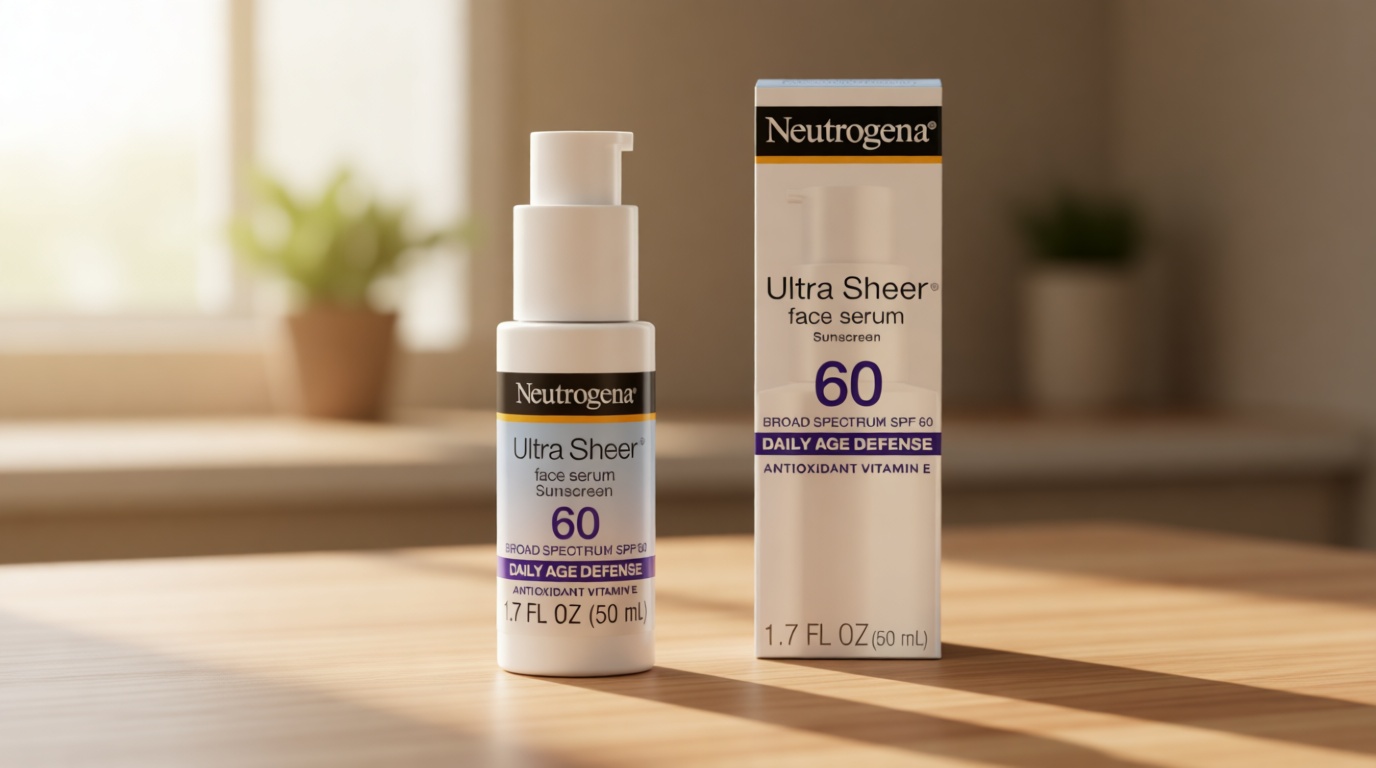 Neutrogena Ultra Sheer Face Sunscreen with Vitamin E & SPF 60, Sunscreen for Face with Broad Spectrum UVA/UVB Protection, Fragrance-Free, Oxybenzone-Free, Water-Resistant (80 minutes), 1.7 Fl Oz