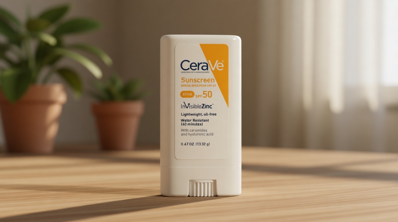 CeraVe Mineral Sunscreen Stick SPF 50, Broad Spectrum SPF + Hyaluronic Acid + Ceramides, Titanium Dioxide & Zinc Oxide, 100% Mineral Face Sunscreen Stick, Fragrance Free & Oil Free