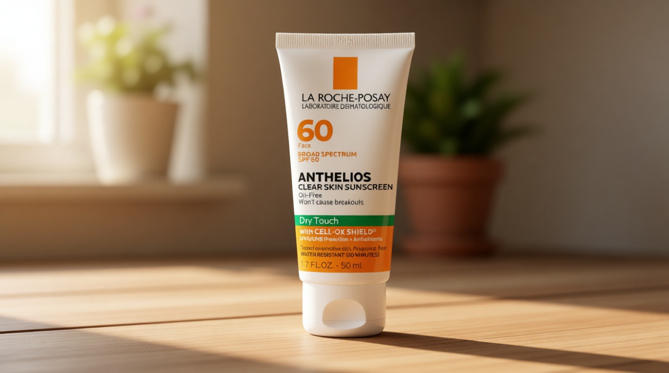 La Roche-Posay Anthelios Clear Skin Sunscreen Dry Touch SPF 60, Oil Free Sunscreen For Face, Oil Absorbing, Broad Spectrum SPF + Antioxidants, Non-Greasy, Oxybenzone Free, Travel Size