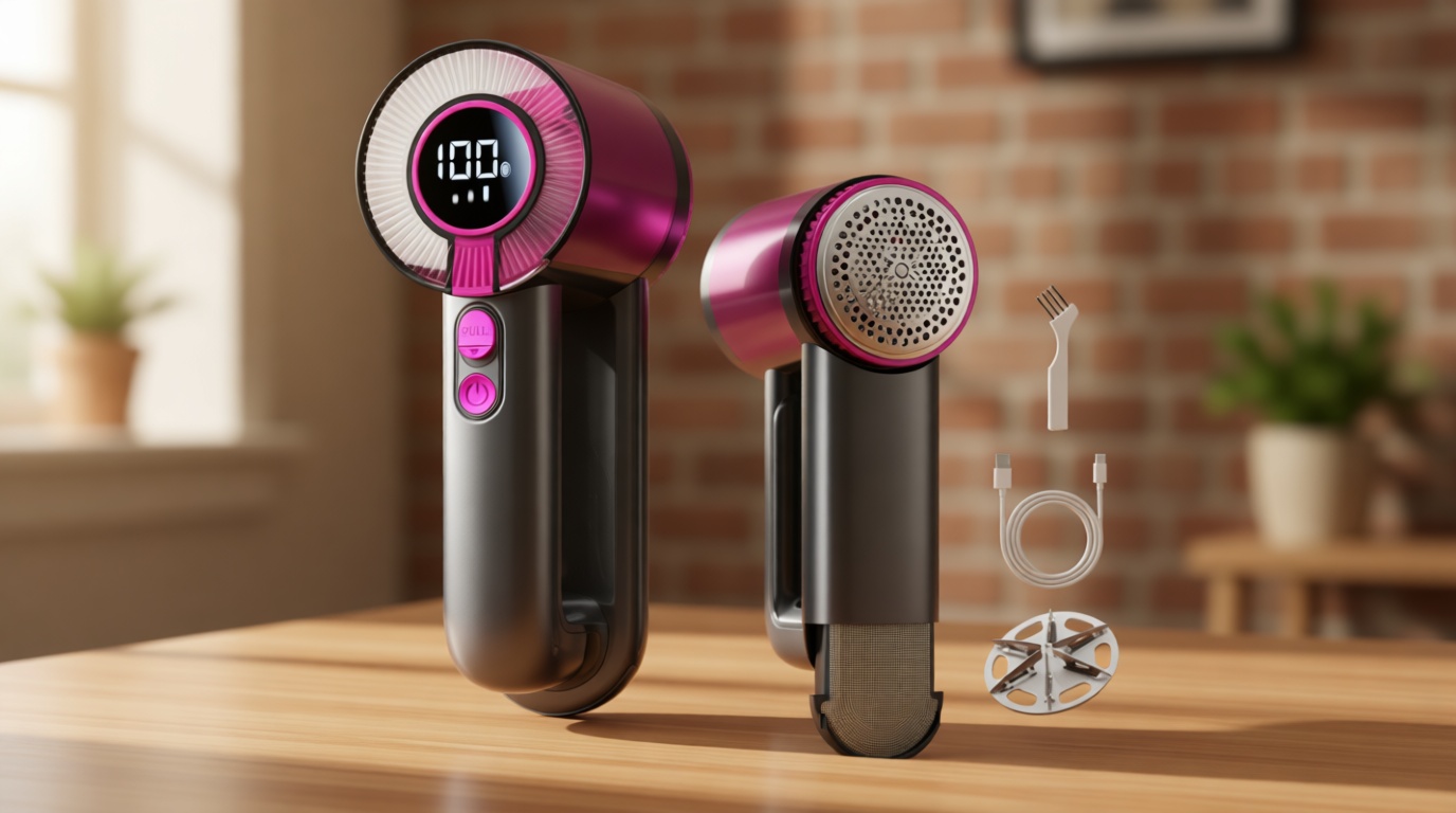 DRFLASH 2-in-1 Fabric Shaver Rechargeable - 3 Speeds Lint Remover with Digital LED Display & Type-C Fast Charging Port, Electric Sweater Defuzzer for Clothes, Furniture, Couch, Blanket