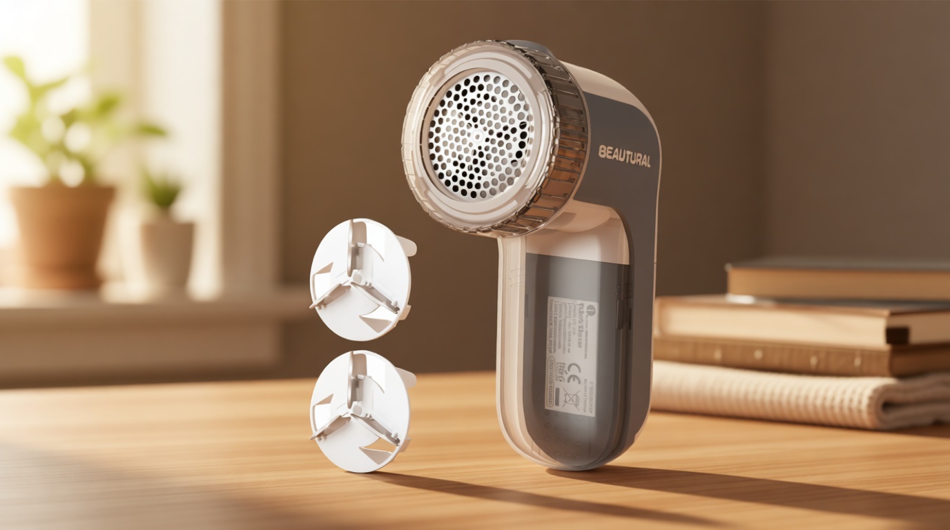 BEAUTURAL Fabric Shaver and Lint Remover, Sweater Defuzzer with 2-Speeds, 2 Replaceable Stainless Steel Blades, Battery Operated, Remove Clothes Fuzz, Lint Balls, Pills, Bobbles Gray