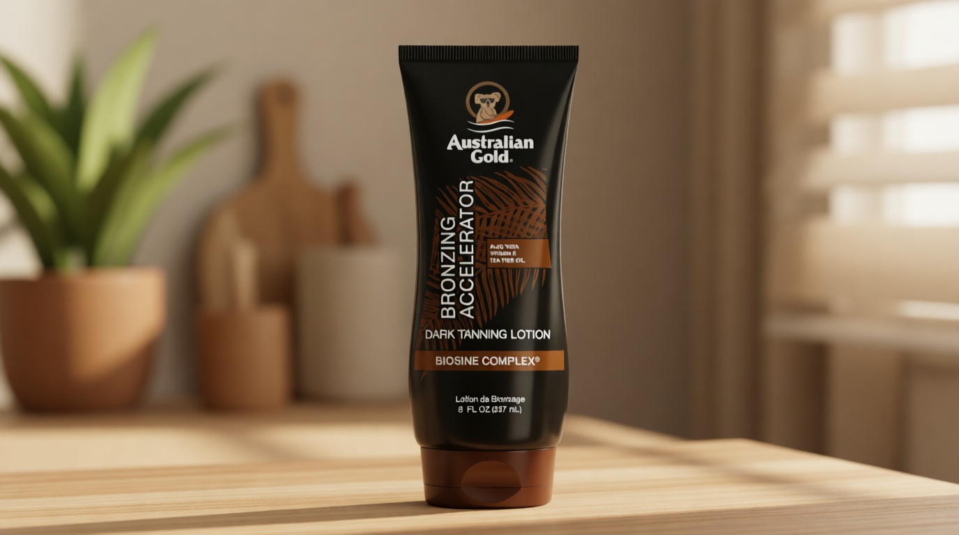 Australian Gold Dark Tanning Accelerator Lotion With Bronzer, 8 Ounce, New Package Same Formula, B003GX5SSC