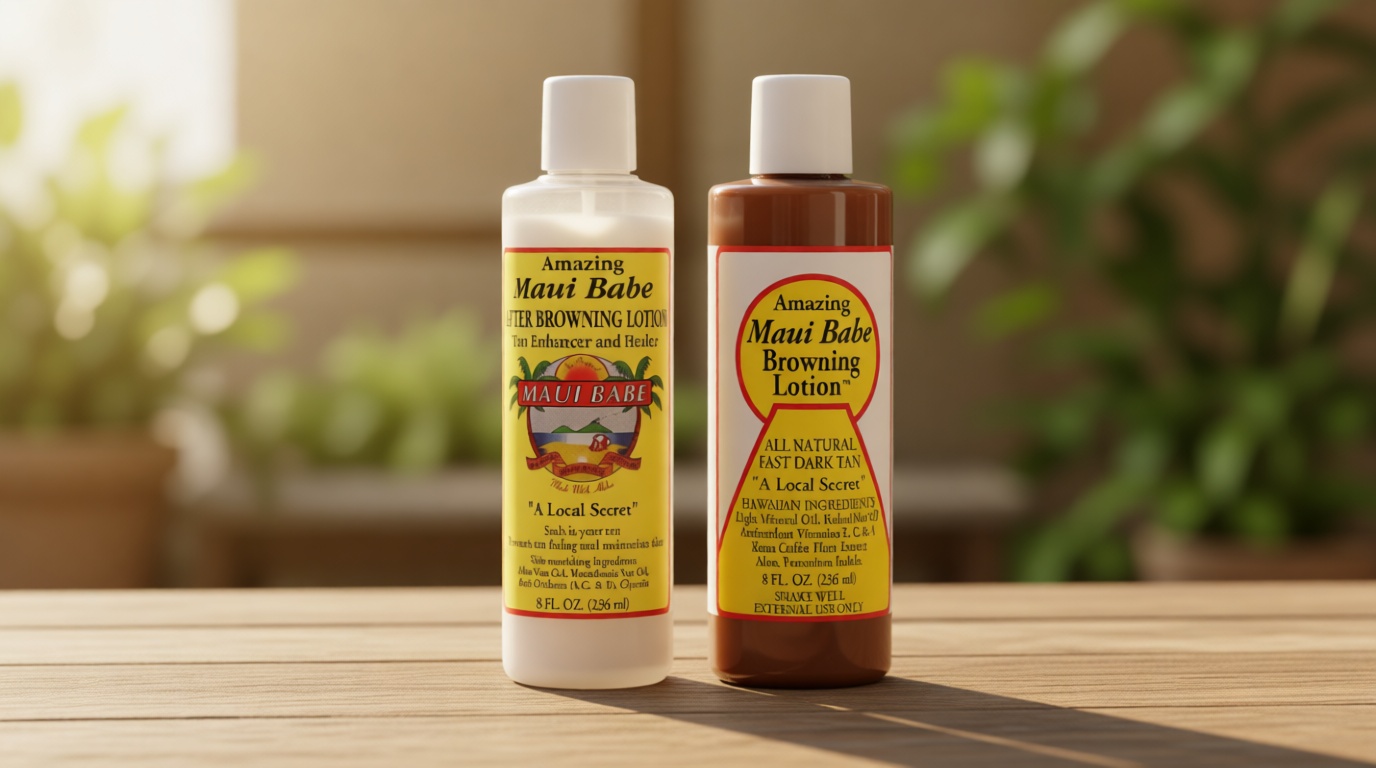 Maui Babe Before And After Browning Lotion, [2-Pack]- Before And After Sun Tan, Made In USA, 8 Ounces
