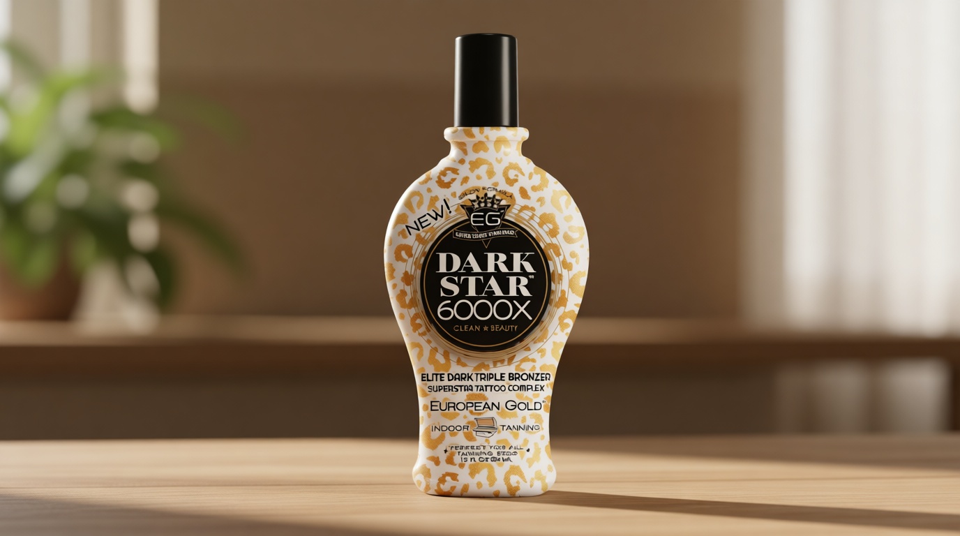 European Gold Dark Star 6000X Ultra-Dark Tanning Lotion with Triple - Bronze Formula for Deep, Long-Lasting Tan and Skin-Nourishing Ingredients - 12 oz