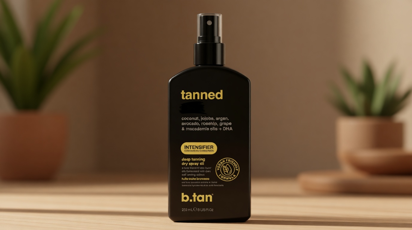 b.tan Best Tanning Oil | Get Tanned Intensifier Dry Spray - Fast, Dark Outdoor Sun Tan From Tan Accelerating Actives, Packed with Moisturizing Oils, No SPF, Austrailian Brand, 8 Fl Oz