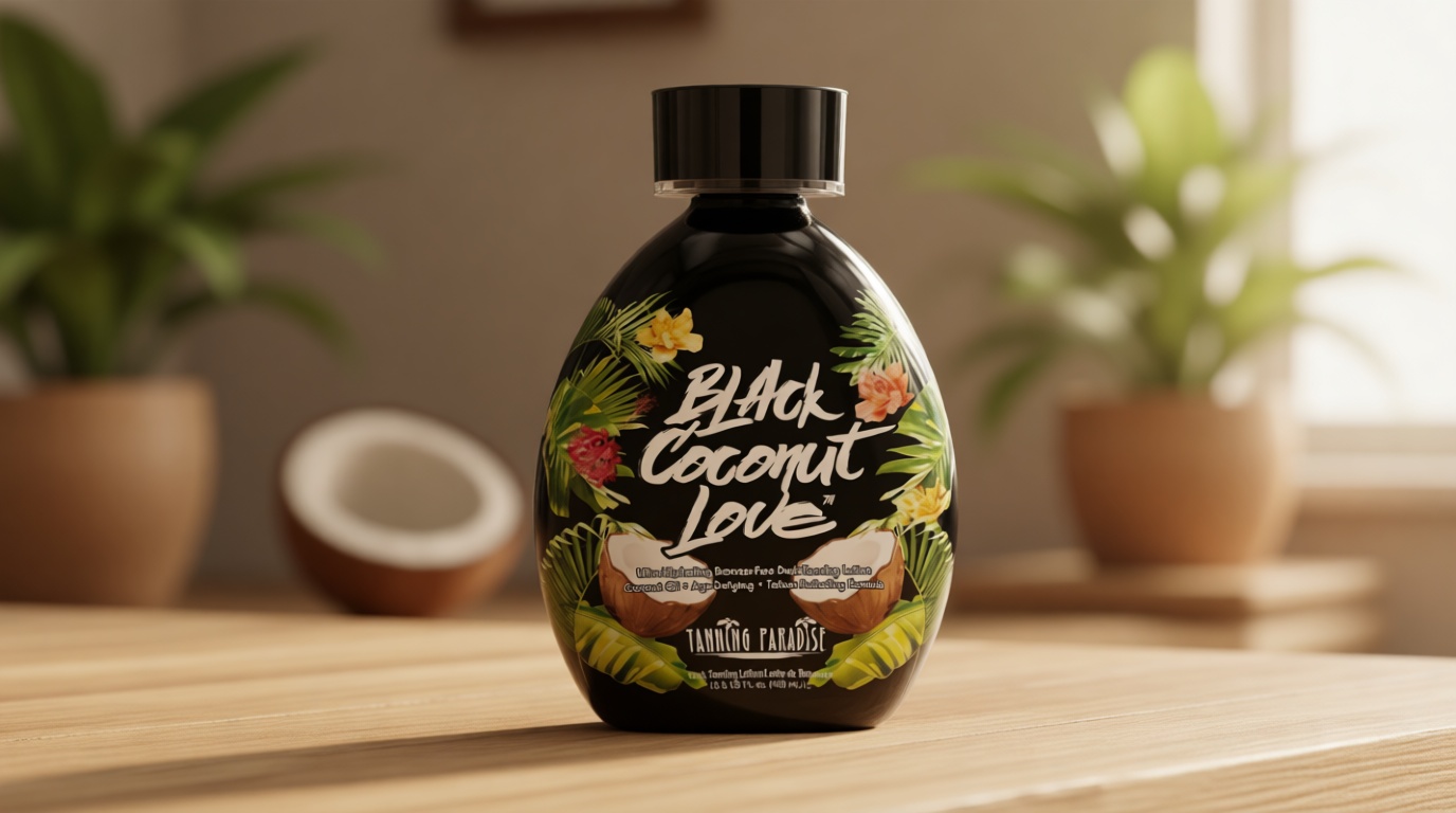 Tanning Paradise Black Coconut Love Tanning Lotion | Coconut Oil | Age-Defying | Tattoo Protecting Formula | Ultra Hydrating Dark Tanning Lotion, 13.5oz
