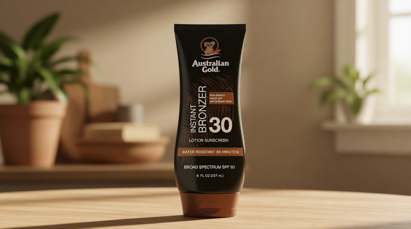 Australian Gold Sunscreen Lotion with Instant Bronzer, Broad Spectrum, Water Resistant, Non-Greasy, Oxybenzone Free, Cruelty Free, SPF 30, Coconut, 8 Fl Oz (A70902)