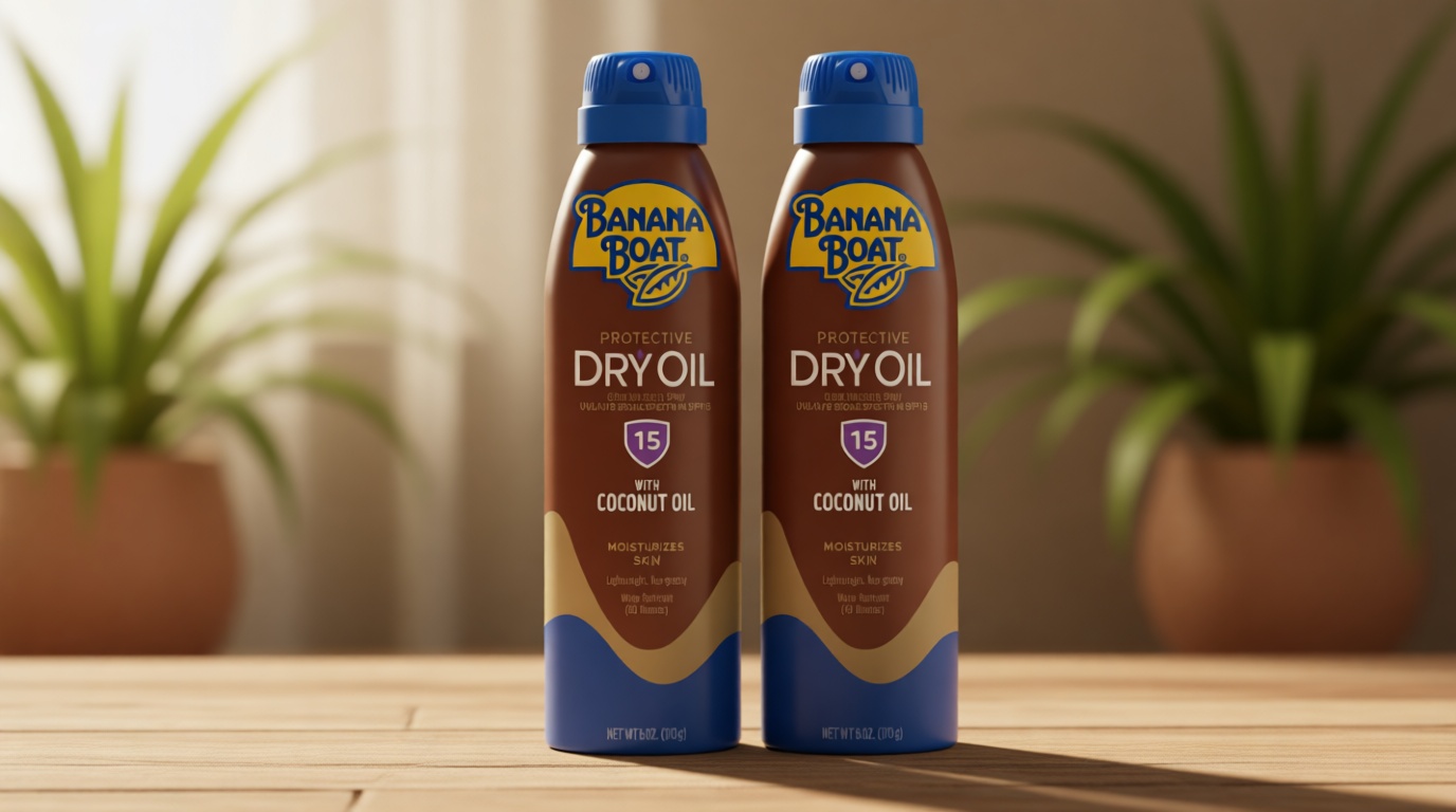 Banana Boat Dry Oil Tanning Spray Sunscreen SPF 15, 6oz | Protective Sun Tanning Oil with SPF 15 Sunscreen, Oxybenzone Free, 6oz each Twin Pack