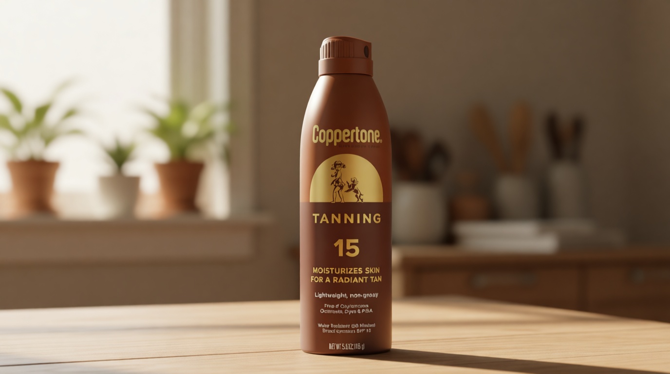 Coppertone Tanning Sunscreen Spray with Broad Spectrum SPF 15, Water Resistant Spray Sunscreen, Lightweight and Non-Greasy, 5.5 Oz