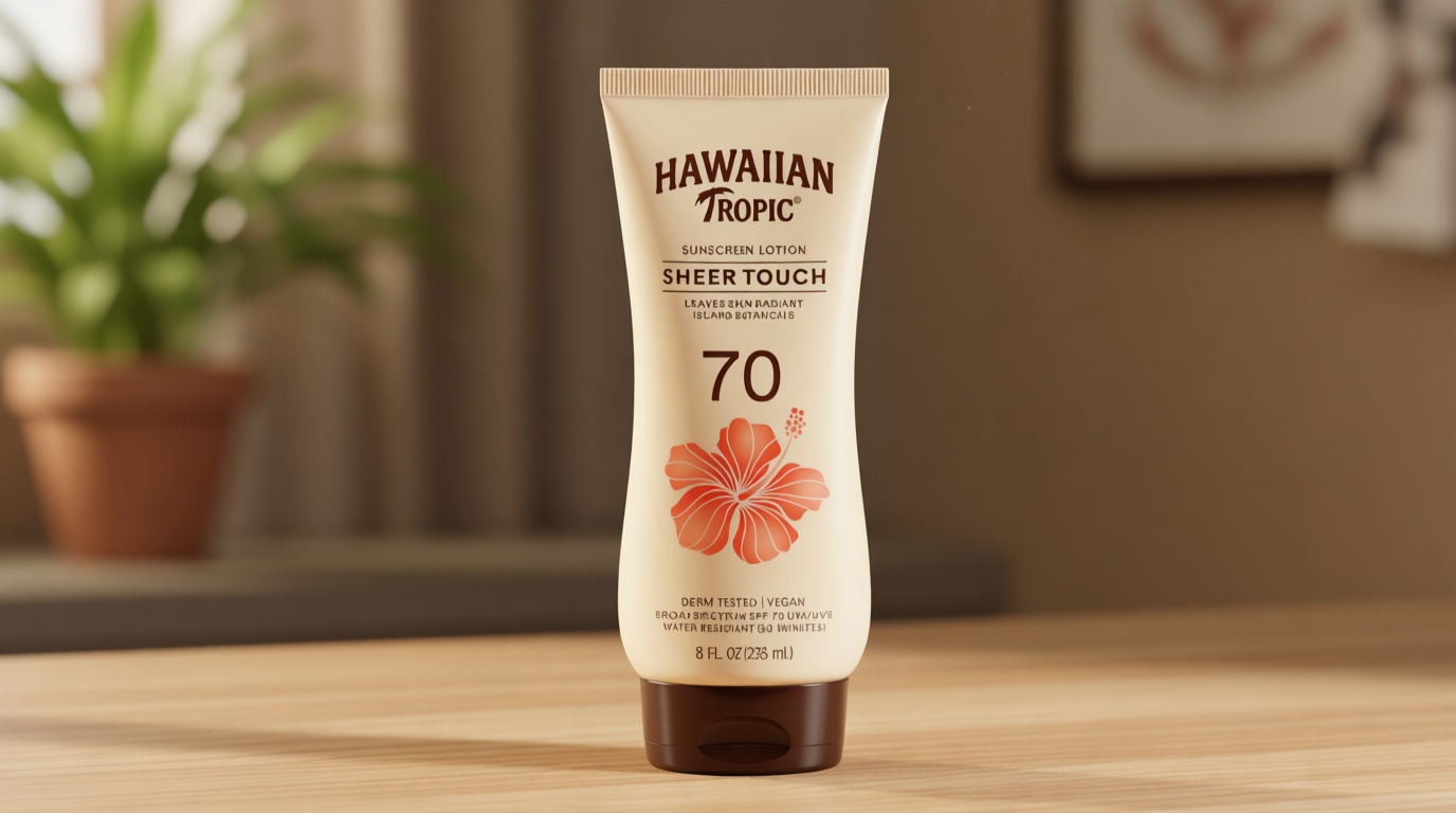Hawaiian Tropic Sheer Touch Lotion Sunscreen, Moisturizing Broad-Spectrum Protection, SPF 30, Sun, Mango, 8 Oz