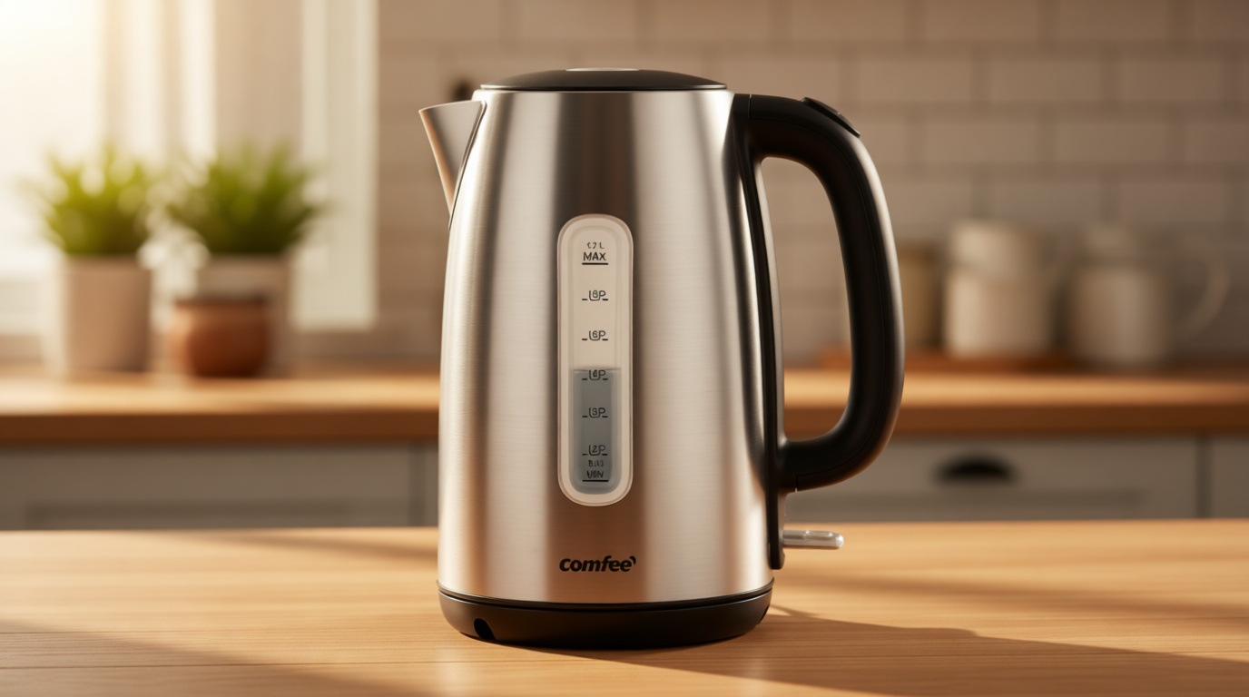 COMFEE' Stainless Steel Electric Kettle, 1.7 Liter Tea Kettle Electric & Hot Water Kettle, 1500W Fast Boil with LED Light, Auto Shut-Off and Boil-Dry Protection