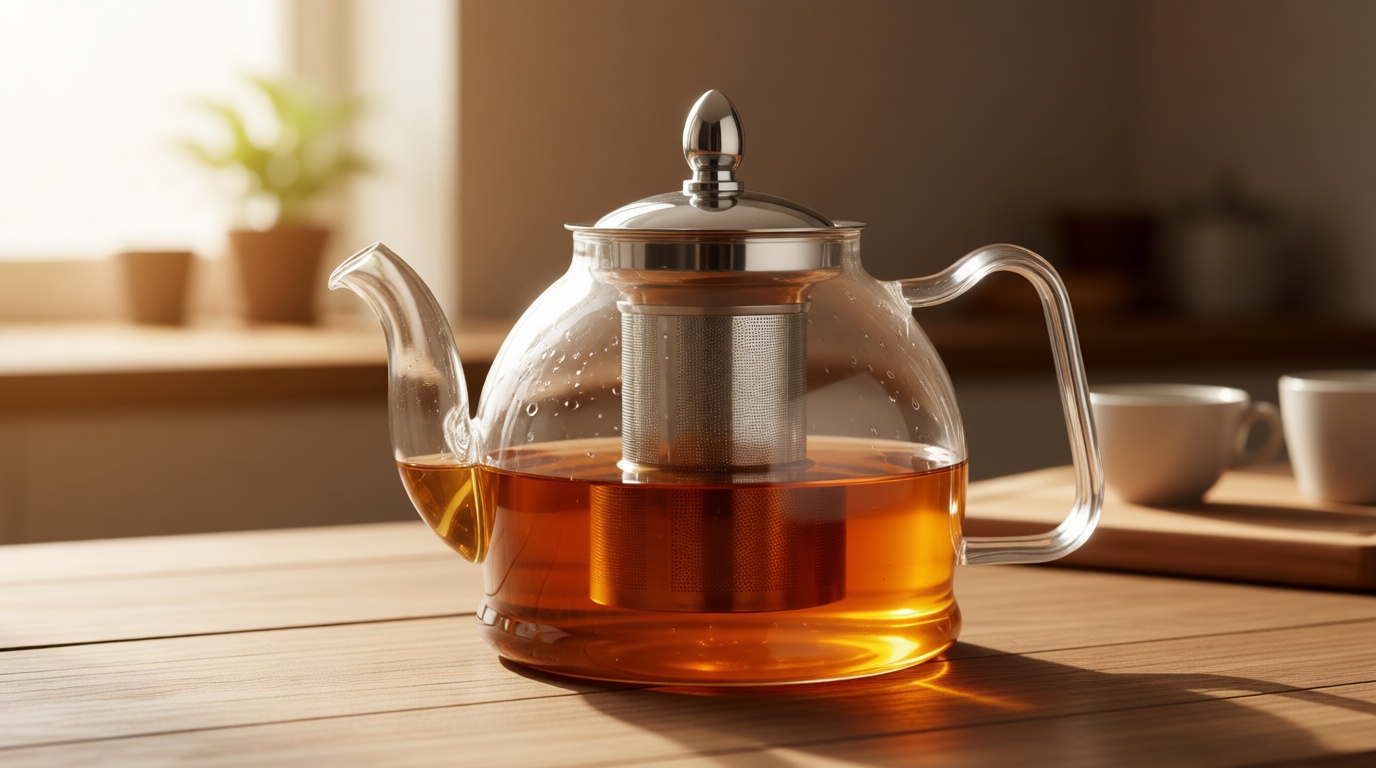 HIWARE 1000ml Glass Teapot with Removable Infuser, Stovetop Safe Tea Kettle, Blooming and Loose Leaf Tea Maker Set