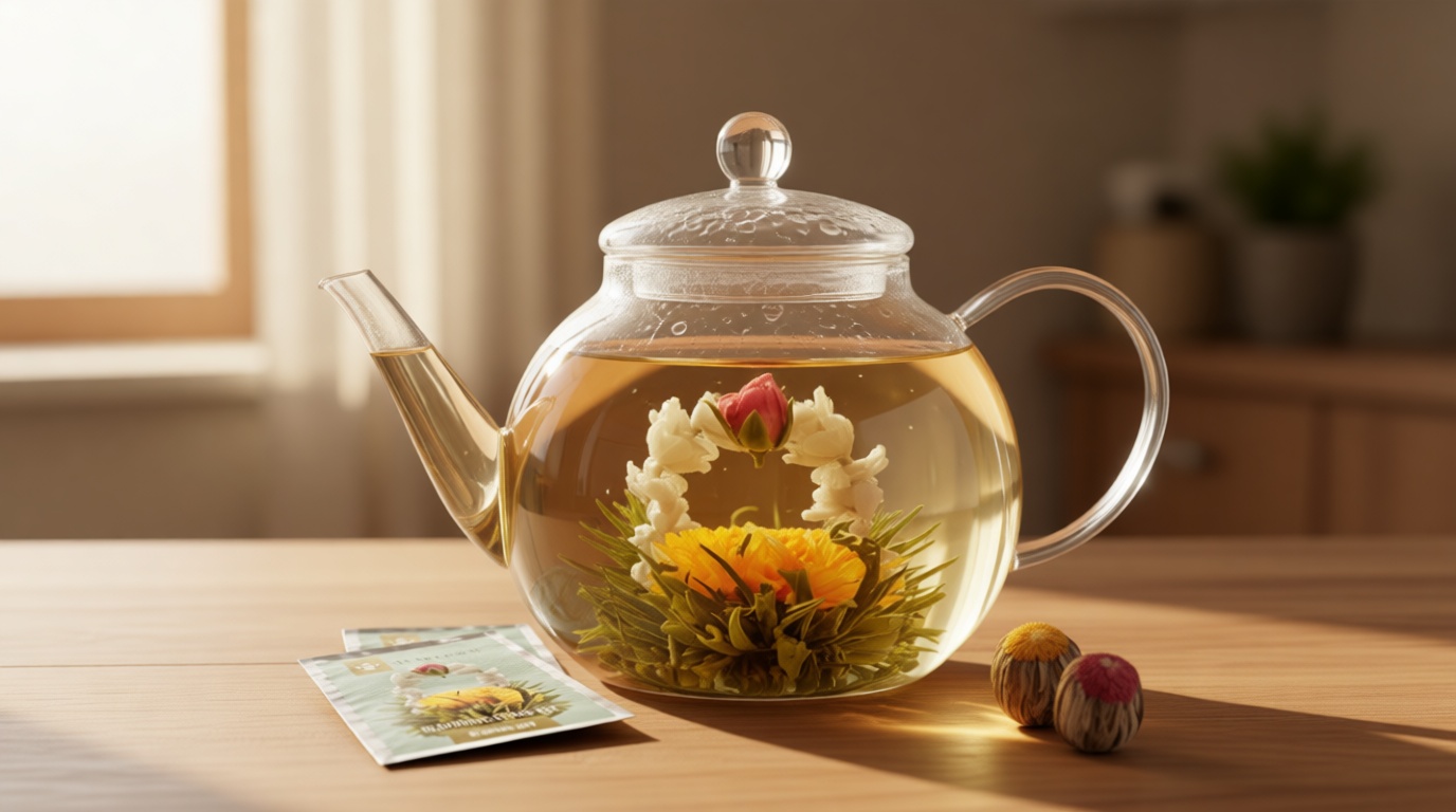 Teabloom Stovetop & Microwave Safe Glass Teapot with Removable Loose Tea Glass Infuser – Includes 2 Blooming Teas – 2-in-1 Tea Kettle and Tea Maker – Tea Purist's Choice