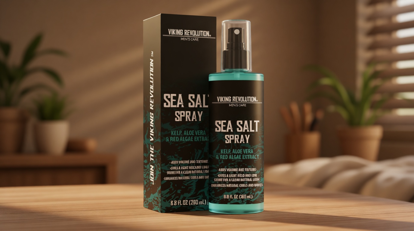 Viking Revolution Sea Salt Spray for Men - Hair Texturizing Spray with Kelp, Aloe Vera and Red Algae Extract - Surf Sprays to Add Volume and Texture for Men and Women Beach Hair - 8.8oz