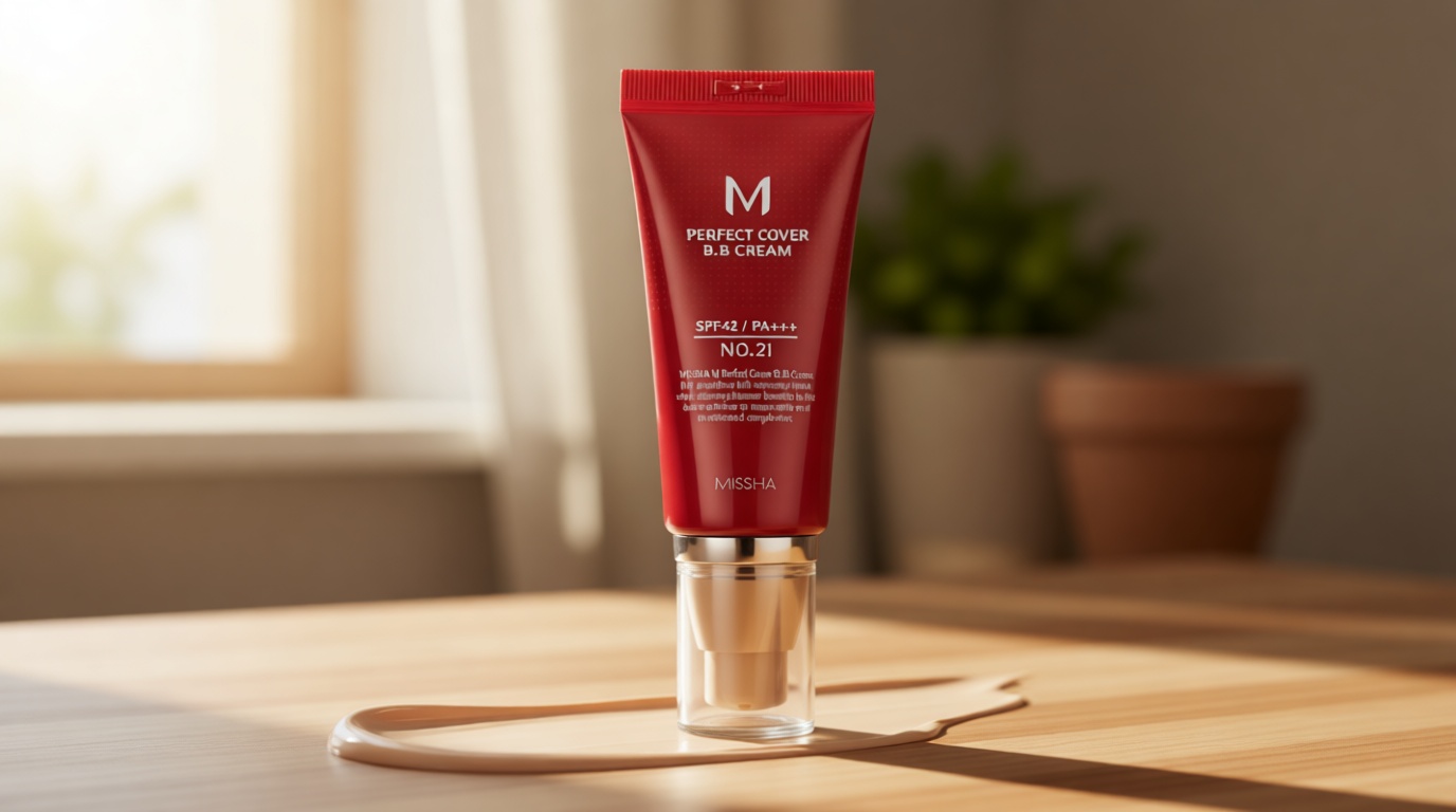 MISSHA M Perfect Cover BB Cream No.21 Light Beige - Light with Cool Undertone SPF 42 PA +++1.69 Fl Oz - Tinted Moisturizer for face with SPF