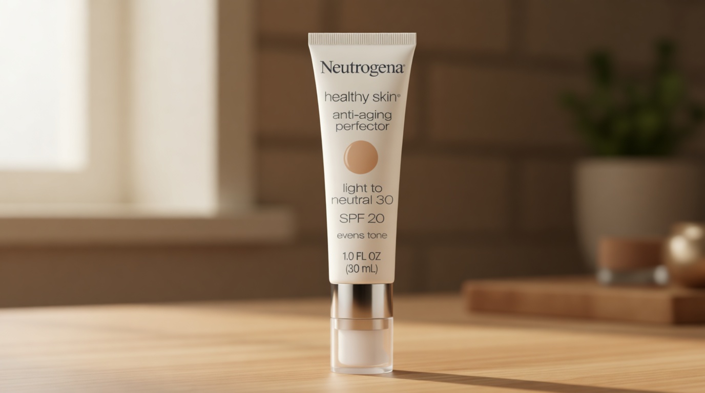 Neutrogena Retinol Treatment & Tinted Facial Moisturizer, Healthy Skin Anti-Aging Perfector, Broad Spectrum SPF 20 Sunscreen & Titanium Dioxide, Blendable Sheer Coverage, 30 Light to Neutral, 1 fl. Oz