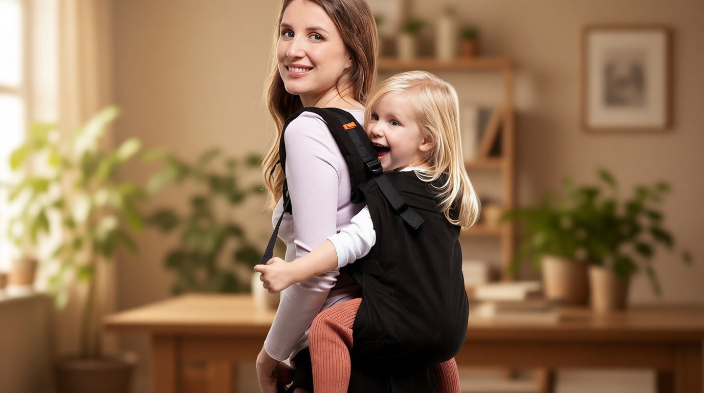 Beco Toddler Carrier (20-60 lbs) with Extra Wide Seat, 100% Cotton - Front-Carry & Backpack Style - Lightweight & Ergonomic Sling Carrier for Children from 18months - Metro Black