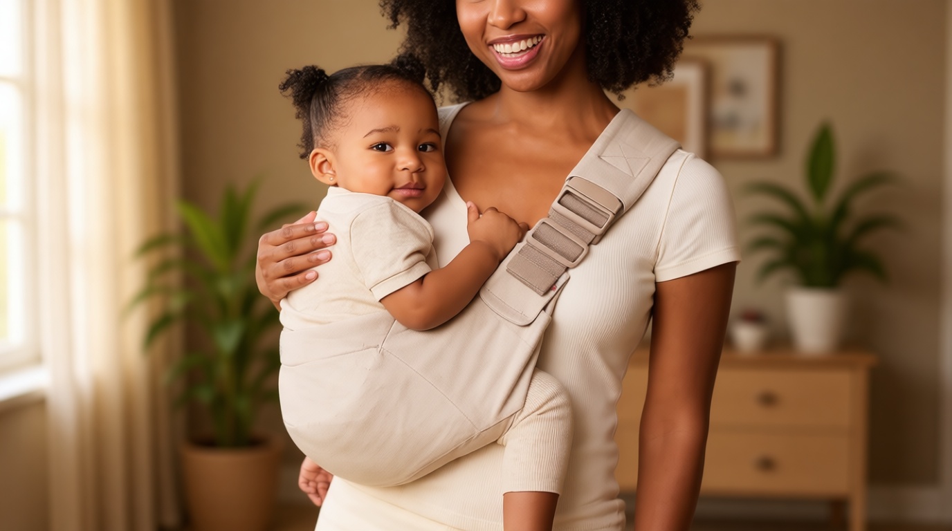 Ergobaby Upsie Sling Baby Carrier for Babies and Toddlers 6-48 Months (17-45 lbs) - 2-Position Ergonomic Baby Carrier with Front Storage Pocket, Hip-Healthy Positioning - Natural Beige